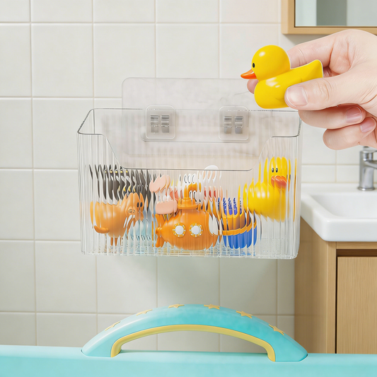 2-Pack Wall-Mounted & Desktop Storage Organizer Bins, No-Drilling Plastic Storage Baskets with Drainage Holes